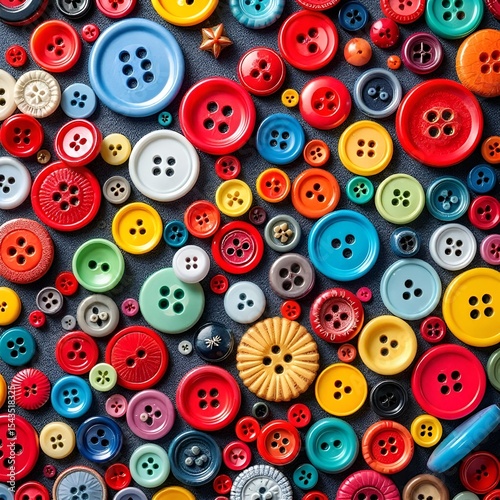 Assorted Colorful Buttons Collection