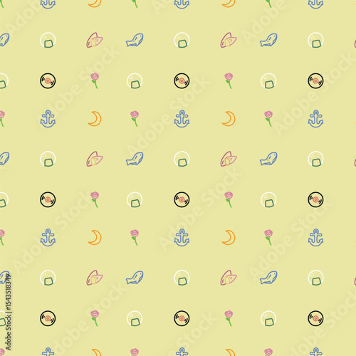 Line Set Icon Cartoon Pattern Seamless cute Surface Pattern Background Backdrop