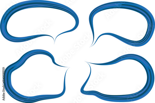 blue color abstract thick outline curve speech bubbles