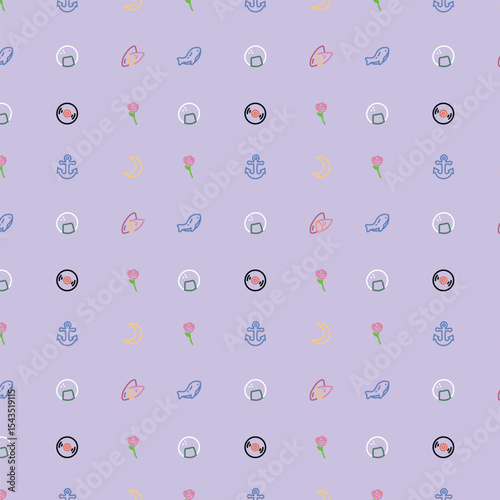 Line Set Icon Cartoon Pattern Seamless cute Surface Pattern Background Backdrop