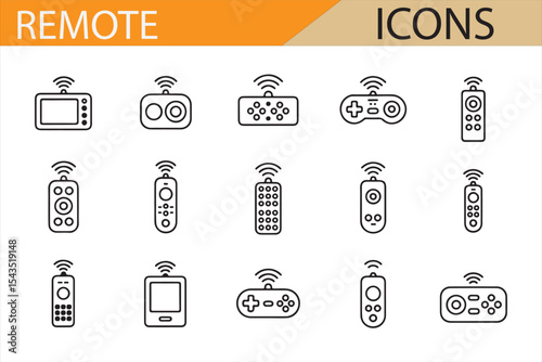 Digital Icons of Remote Controls for Smart Devices, Electronics, and Appliances