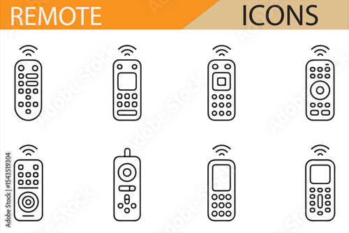 Collection of Wireless Remote Control Icons for Home Electronics and Gadgets

