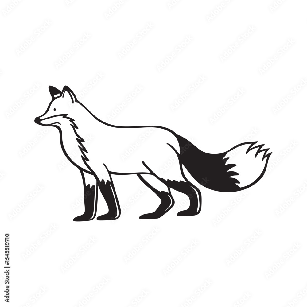 Obraz premium line art of fox on the white background