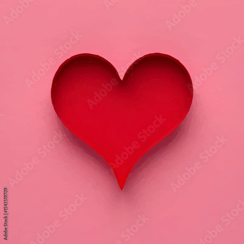 Red Geometric Heart on Pink Background

