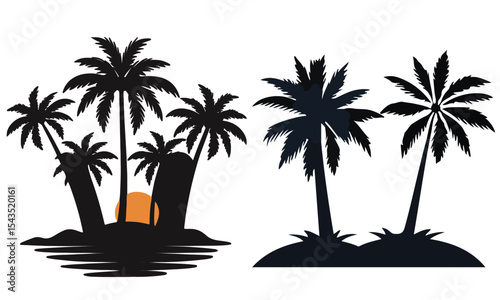 Summer beach sticker set with cute tropical elements.