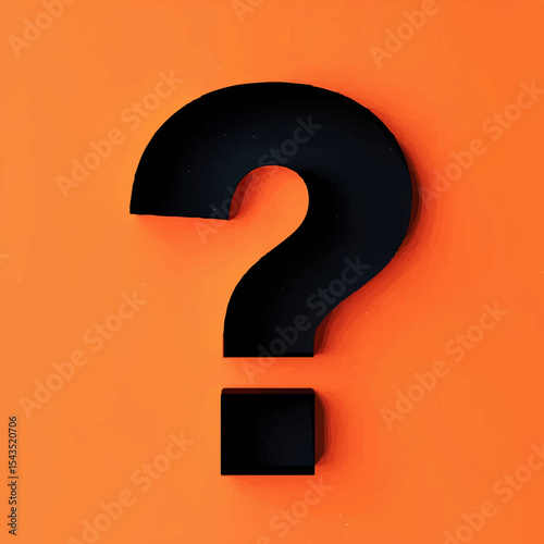 Black Question Mark on Orange Backdrop

