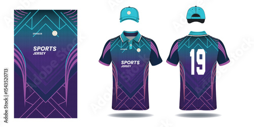 Sports jersey design template with cap