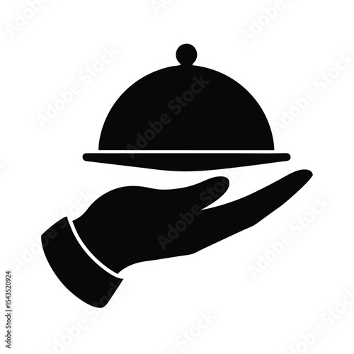 Serving tray hand silhouette vector illustration