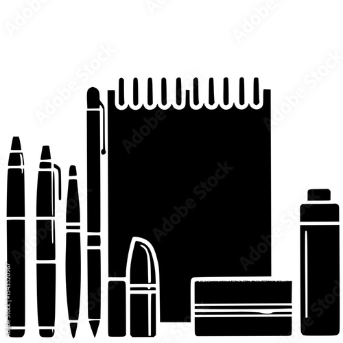 vector illustration of a make up brushes in a row