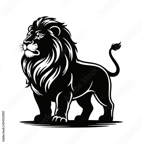 Lion silhouette in bold graphic style, symbolizing strength, power, and the Leo zodiac sign. Ideal for logos, emblems, tattoos, and astrological designs. Transparent background