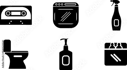 Modern Rounded Filled Household Itmes Icon Set