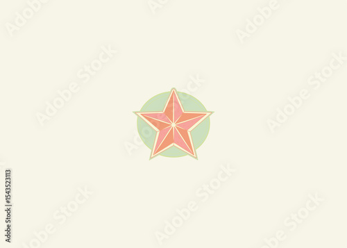 Retro Star in Soft Red Badge