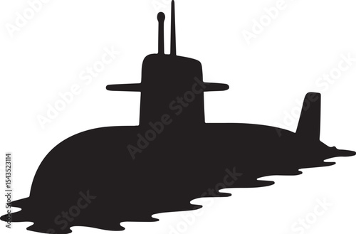 Military Sub – ¾ Angle (partially surfaced).