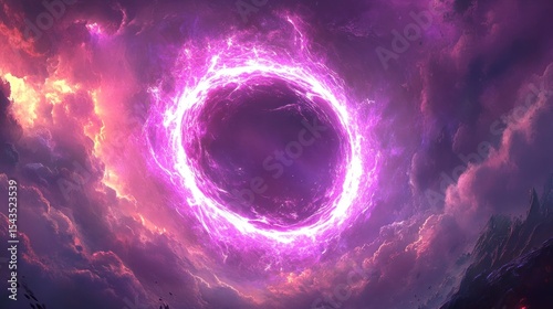 Glowing violet ring abstract design