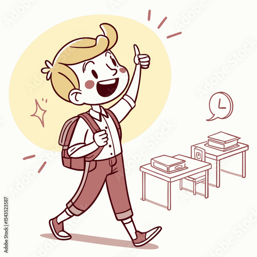 Happy School Boy Cartoon – Back to School Vector Illustration