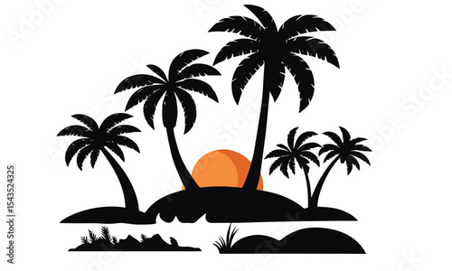 Summer beach sticker set with cute tropical elements.