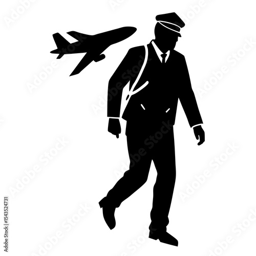 Pilot walking silhouette