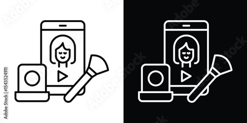 Makeup tutorial video icon filled flat sign concept for web design.