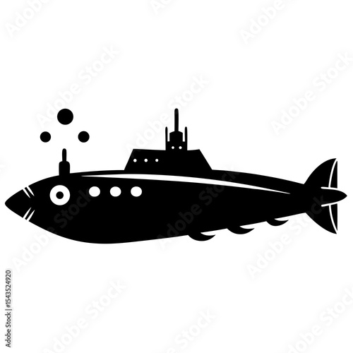 Submarine underwater silhouette