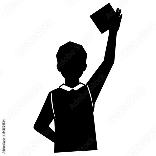 Student raising hand silhouette