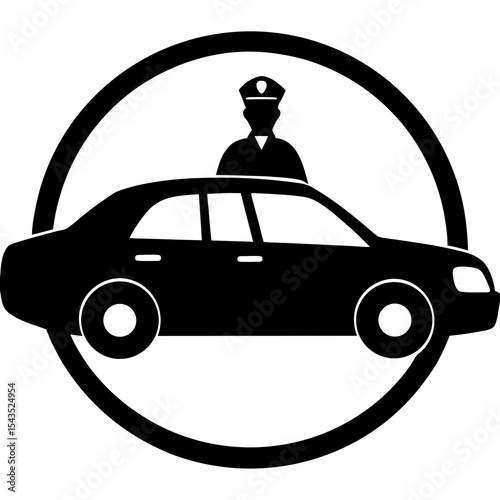 Taxi driver in car silhouette