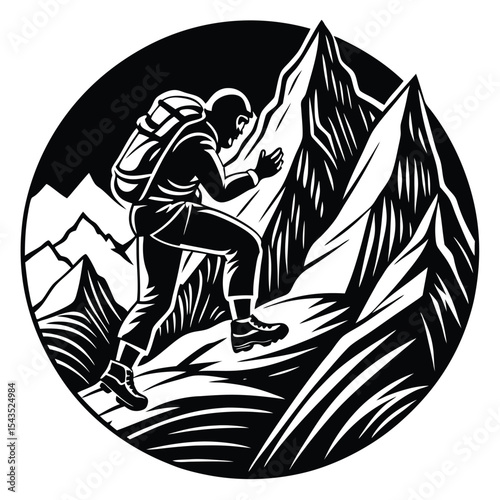 Retro woodcut illustration of people in a boat