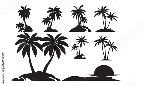 Summer beach sticker set with cute tropical elements.