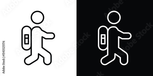 Man with backpack icon filled flat sign concept for web design.