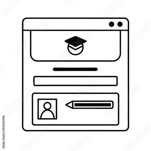 Online education concept showing student profile and graduation cap on digital interface