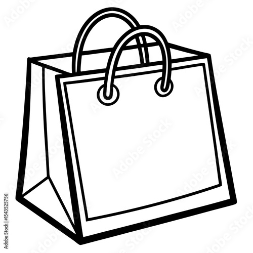 Black Shopping Bag Icon on White
