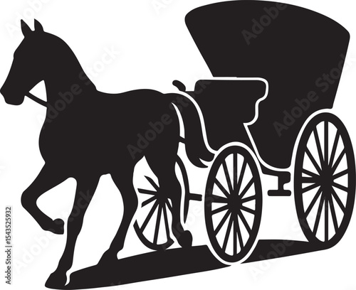 Victorian Carriage – ¾ Angle (horse trotting)