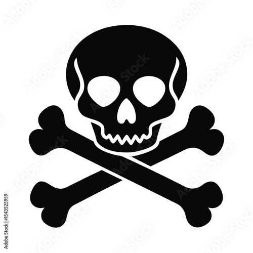 Skull and crossbones pirate silhouette vector illustration