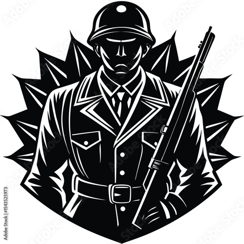 Black and white vector cartoon drawing of a pirate character design with a hat