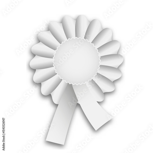 This 3D vector illustration features a white cockade with a detailed ribbon design, ideal for decoration or award ceremonies. It is a striking symbol of achievement and celebration.