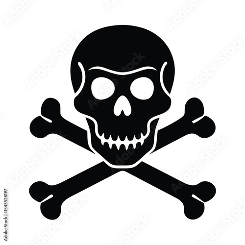 Skull and crossbones symbol silhouette vector illustration