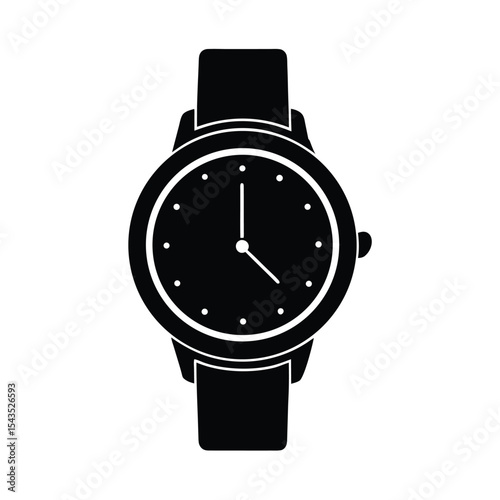 Wristwatch timepiece silhouette vector illustration