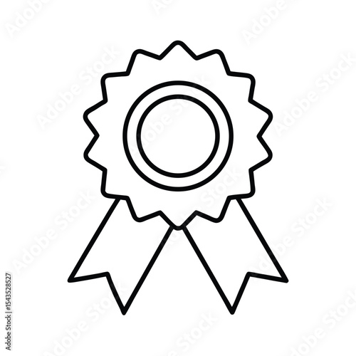 Simple black outline icon illustration of a premium quality award badge or recognition ribbon