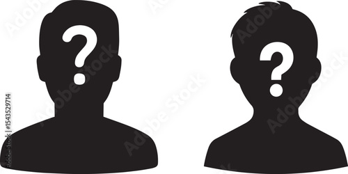 Anonymous Silhouettes, Unknown People Icons, Question Mark Profile Avatars