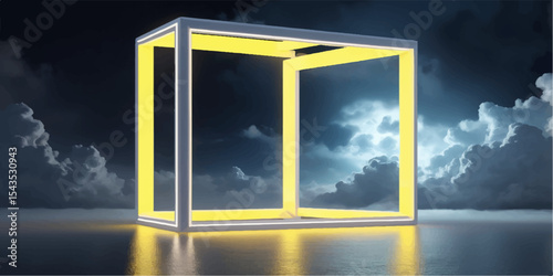 Open door frame to the blue sky, offering a view of freedom and light, a heavenly concept for any home interior