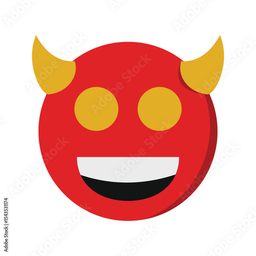 Devil Emoji Halloween Icon, Great for Halloween emoticon sets, fun scary stickers, or party invites.