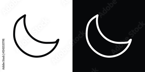 Moon icon filled flat sign concept for web design.