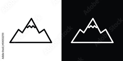 Mountain icon filled flat sign concept for web design.