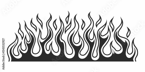 Black and White Flame Design Element - Hot Rod Style Border