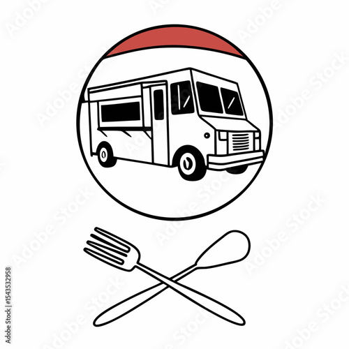 Food Truck Icon Vector Design - Mobile Restaurant Graphic