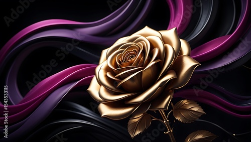 Golden Rose Luxury, Elegance, and Opulence in 3D Render