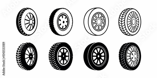 Automotive Wheel and Tire Design Elements for Vehicle and Transport Graphics