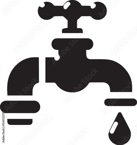 water tap faucet with drop vector illustration