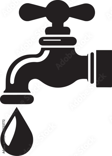 water tap faucet with drop vector illustration