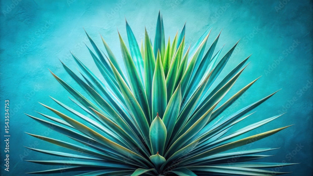 Obraz premium Vibrant Teal Succulent Plant with Striking Spiky Leaves Against a Textured Background