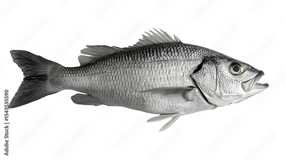 Obraz premium Silver fish isolated detailed view of scales fins and body